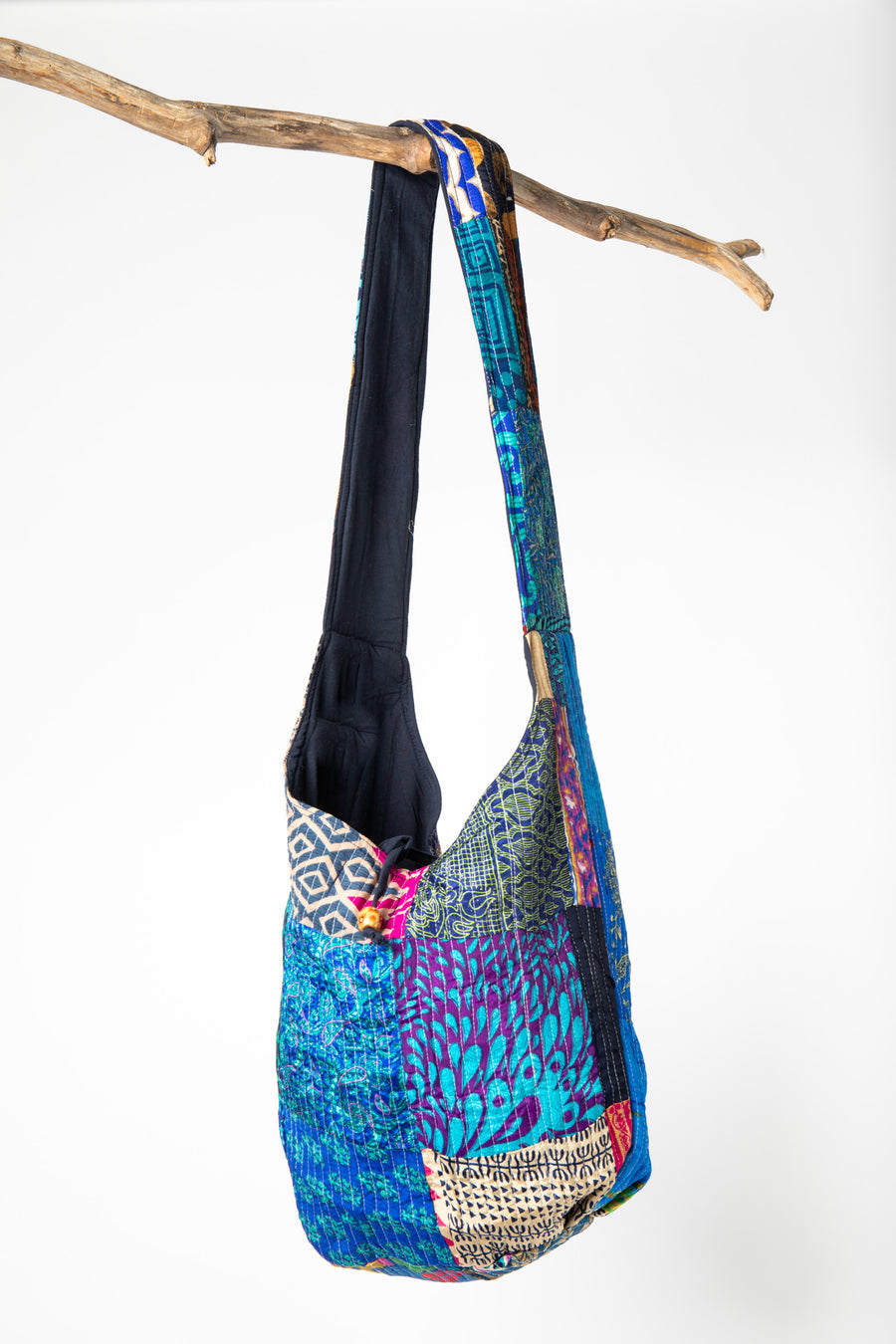 Eco-Friendly Boho Shoulder Bag in Blue