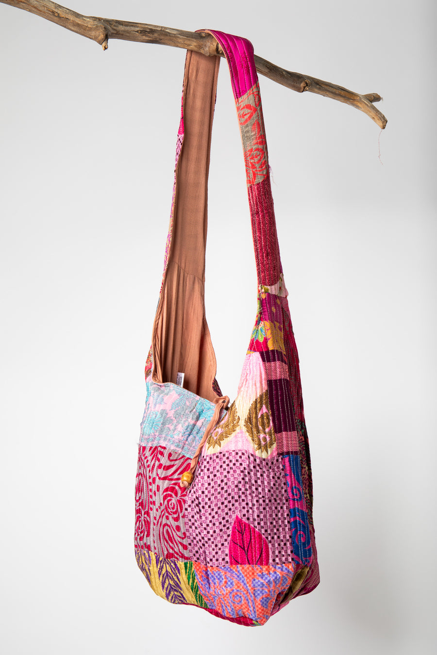 Eco-Friendly Boho Shoulder Bag in Pink