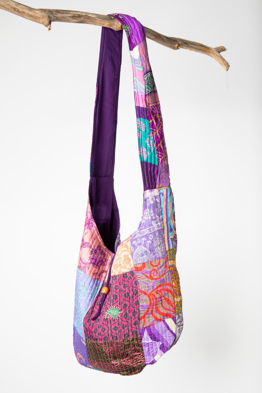 Eco-Friendly Boho Shoulder Bag in Purple