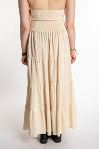 Honora is wearing Flowy Hippie Skirt in Ivory