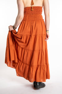 Honora is wearing Flowy Hippie Skirt in Terracotta