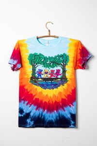 Grateful Dead Bear tie-dye t-shirt with colorful animal design on a white background