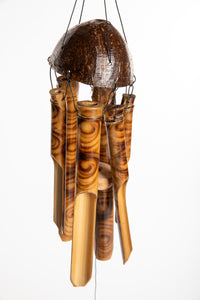 Bamboo wind chime with coconut shell top 