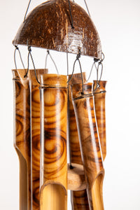 Bamboo wind chime with coconut shell top 