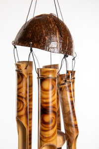 Half Coconut and Burned Bamboo Wind Chimes