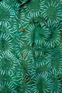 Green patterned batik shirt in Forest Green