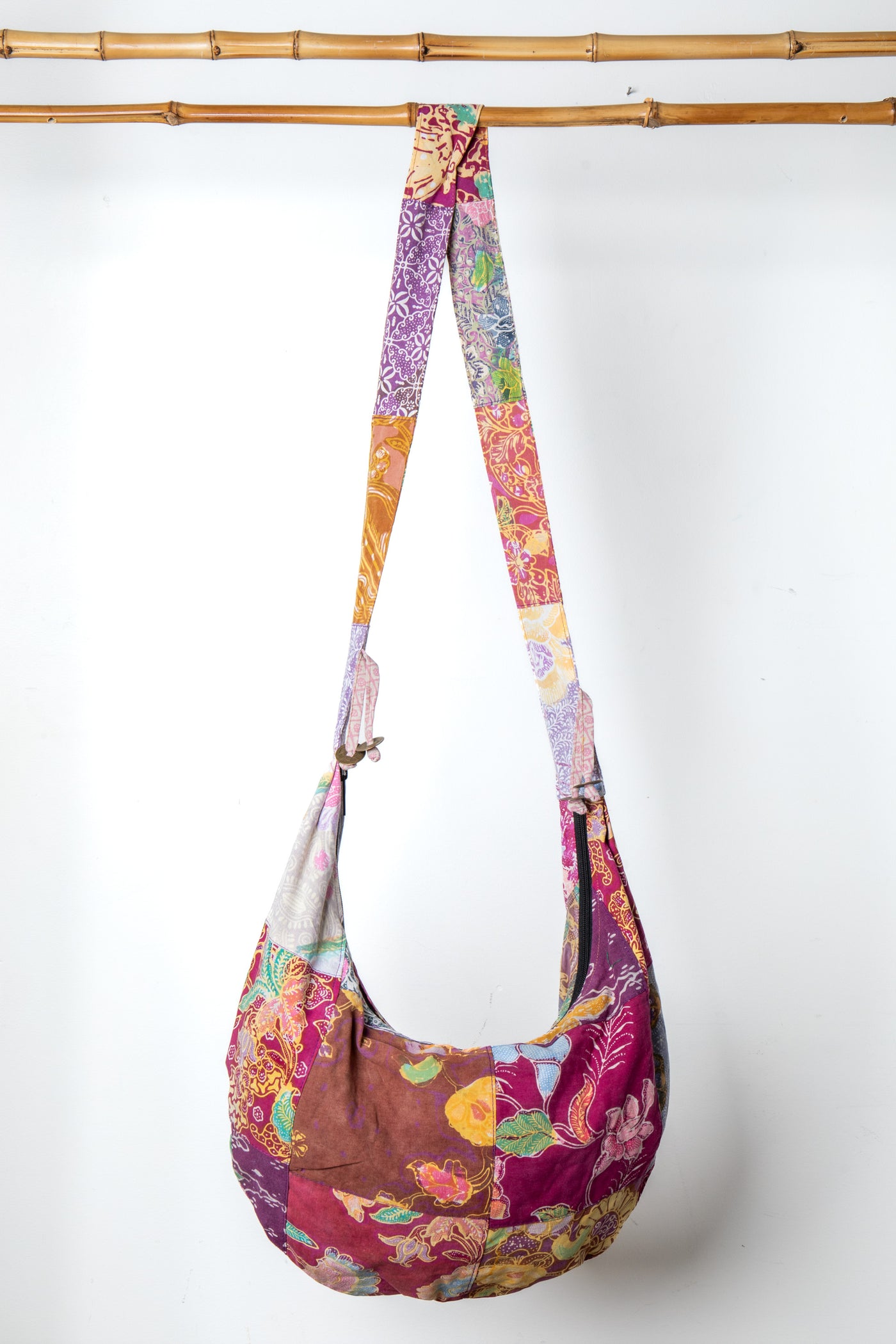 Assorted colorful patterned java patch moon bag