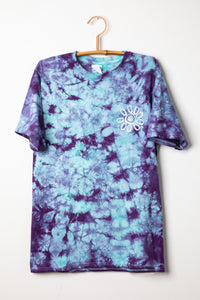 Mexicali Flower Logo Tie Dye T in Plum and Teal