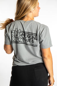 Sophie wearing size S Heather Sport Gray Mexicali License Plate T Shirt