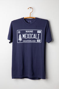 Navy Maine License Plate T Shirt