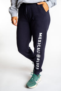 Sophie is wearing the S Mexicali Blues Navy Joggers