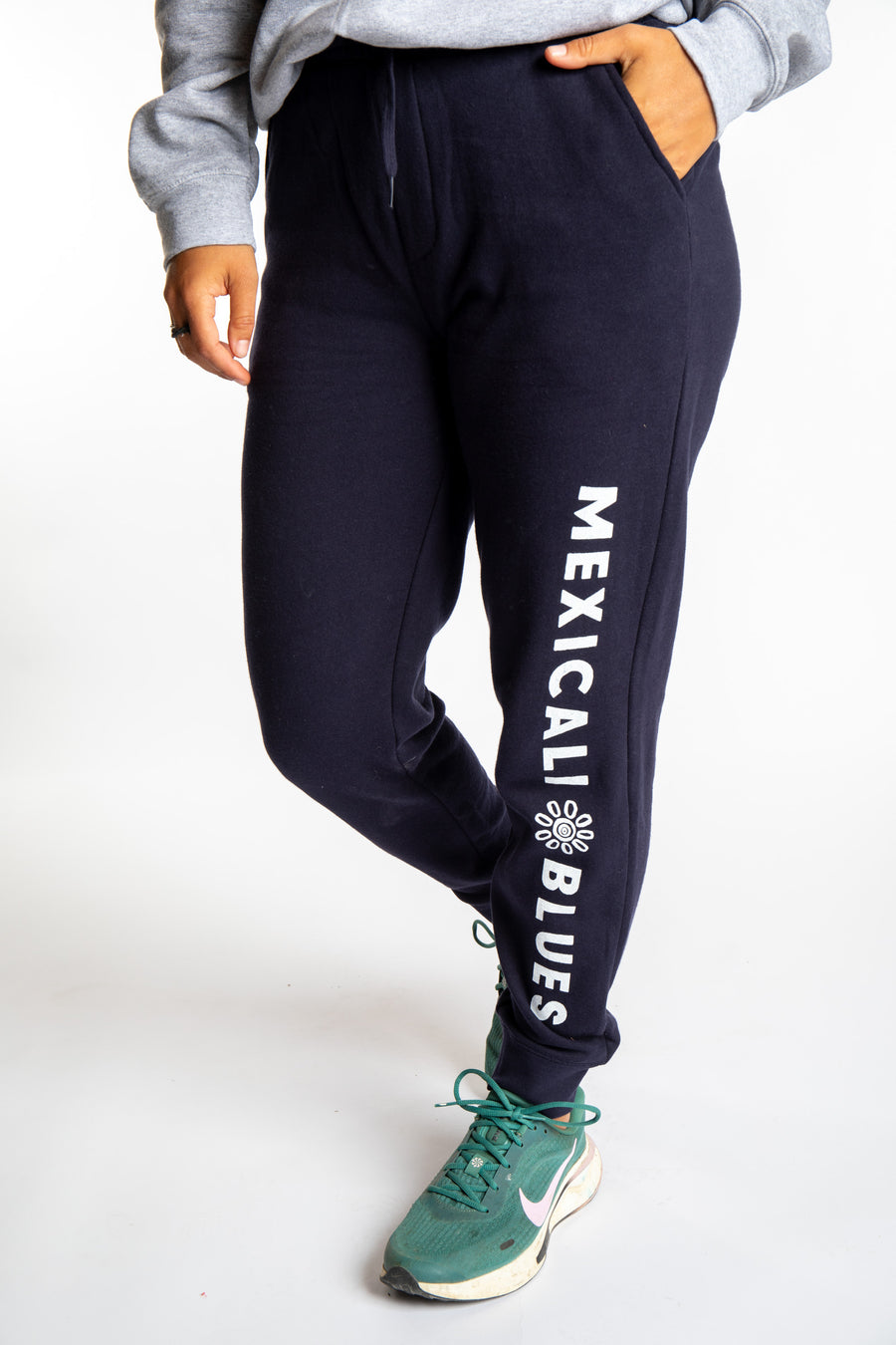 Sophie is wearing the S Mexicali Blues Navy Joggers