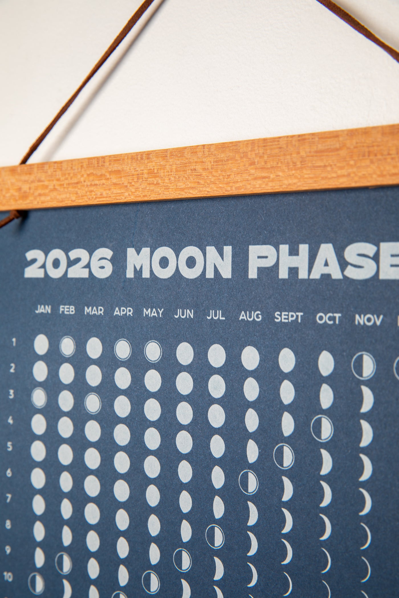 Magnetic Calendar Hanging Frame holding 2026 Moon Phase Calendar