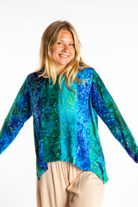Joya Batik Panel Top in Bright Teal