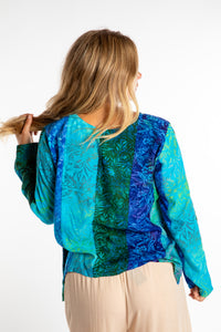 Joya Batik Panel Top in Bright Teal
