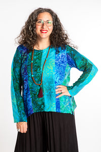 Joya Batik Panel Top in Bright Teal