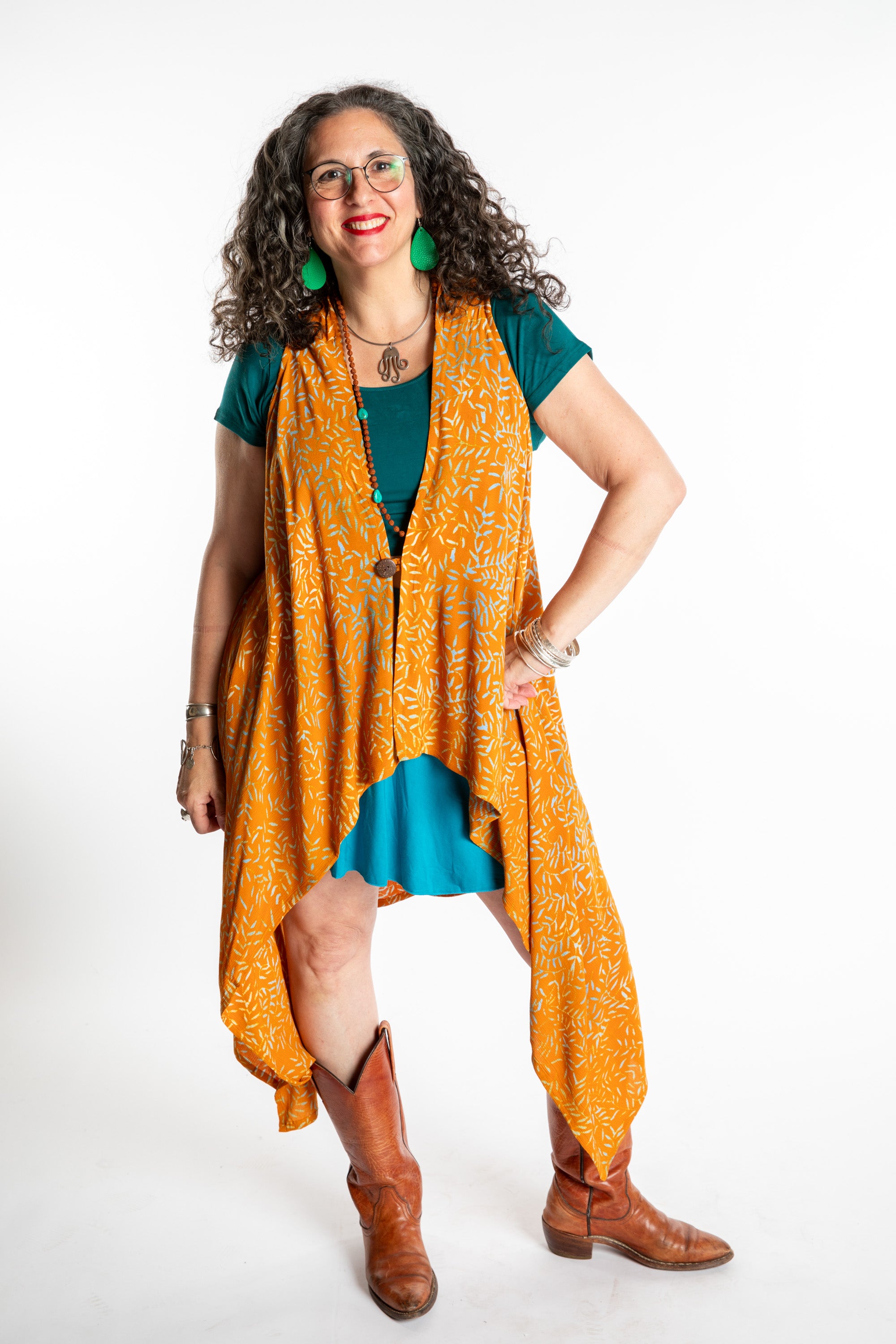 Crinkle Dyed Artist Vest | Long Lightweight Vest · Mexicali Blues