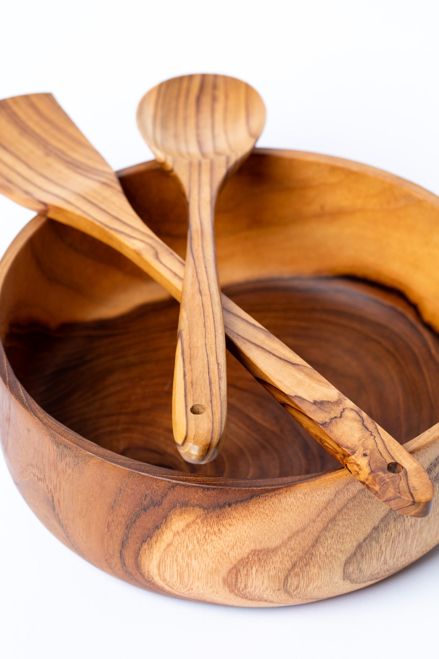 Teak Wood Spatula, Cooking Spoon, and Salad Bowl