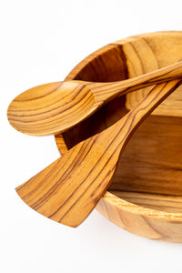 Teak Wood Spatula, Cooking Spoon, and Salad Bowl
