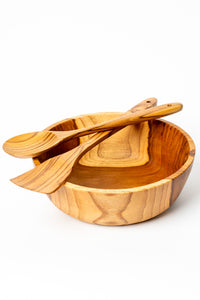 Ayu Teak Wood Salad Bowl and salad untensils