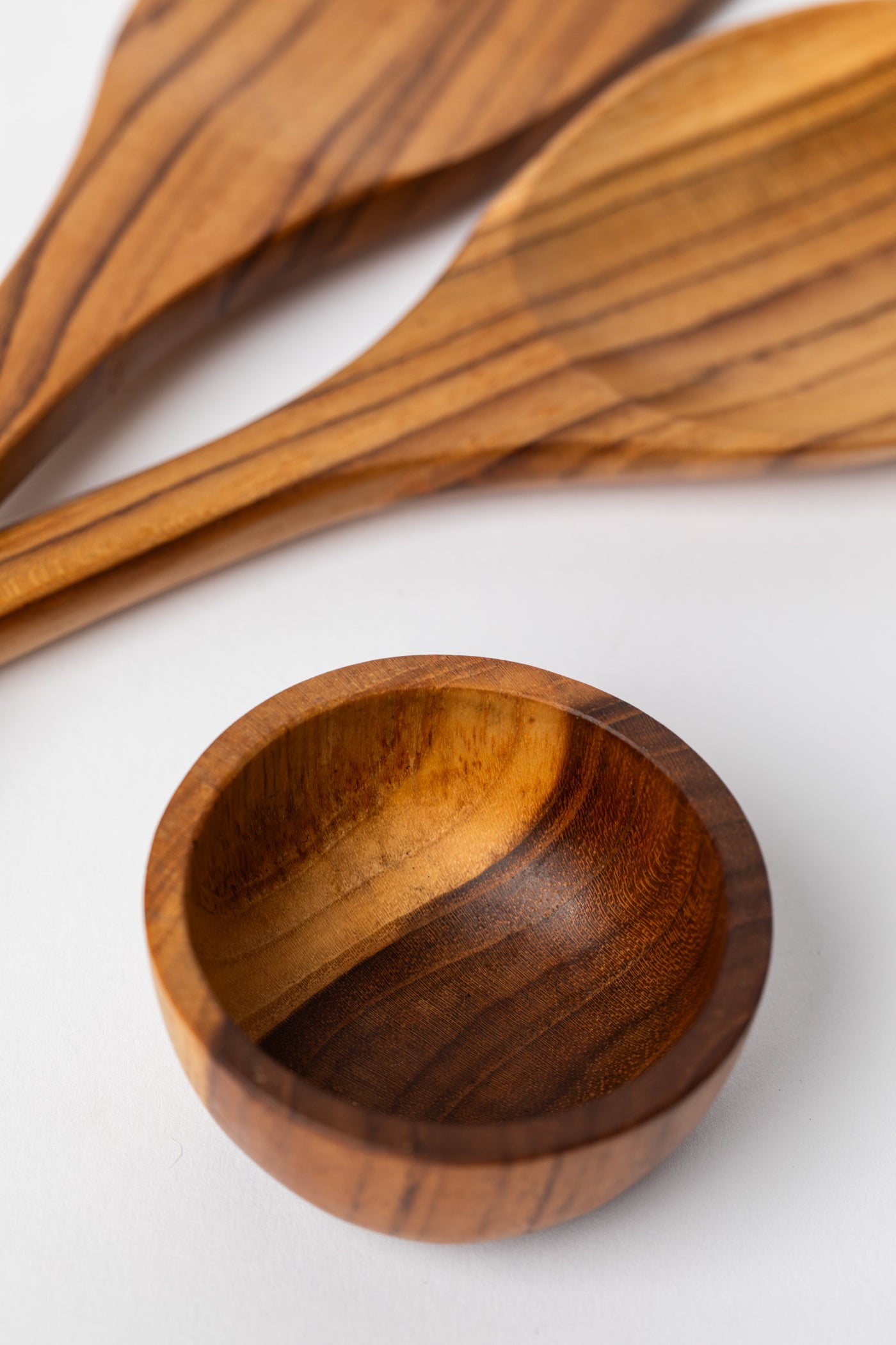 Teak Wood Dipping Dish with serving utensils