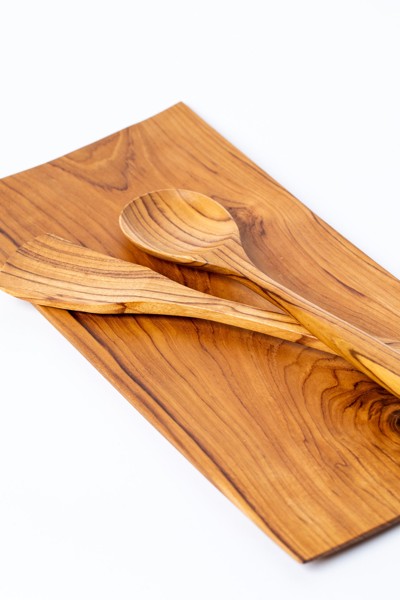 Rectangular Teak Wood Platter Plate with serving utensils