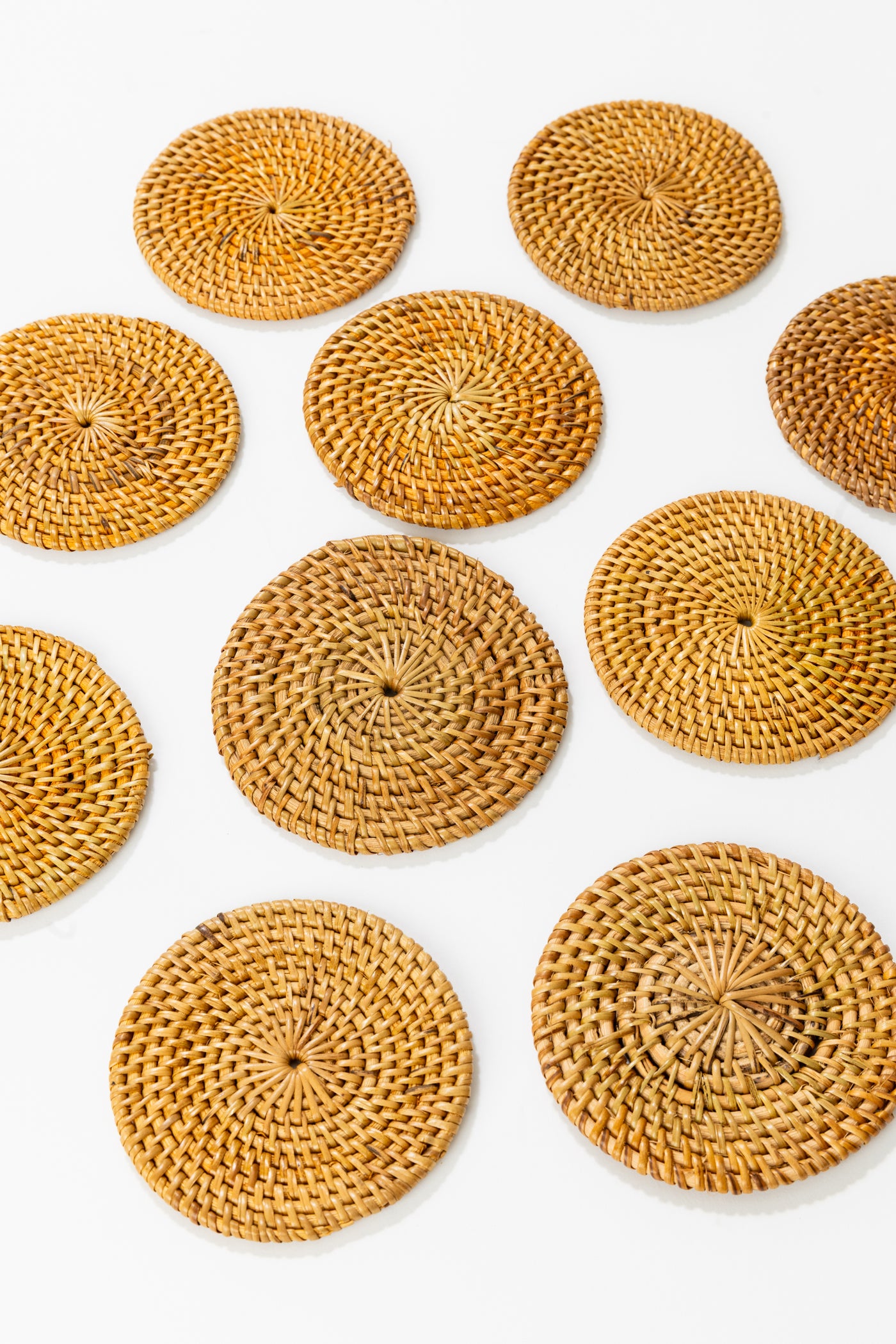 handwoven rattan coasters