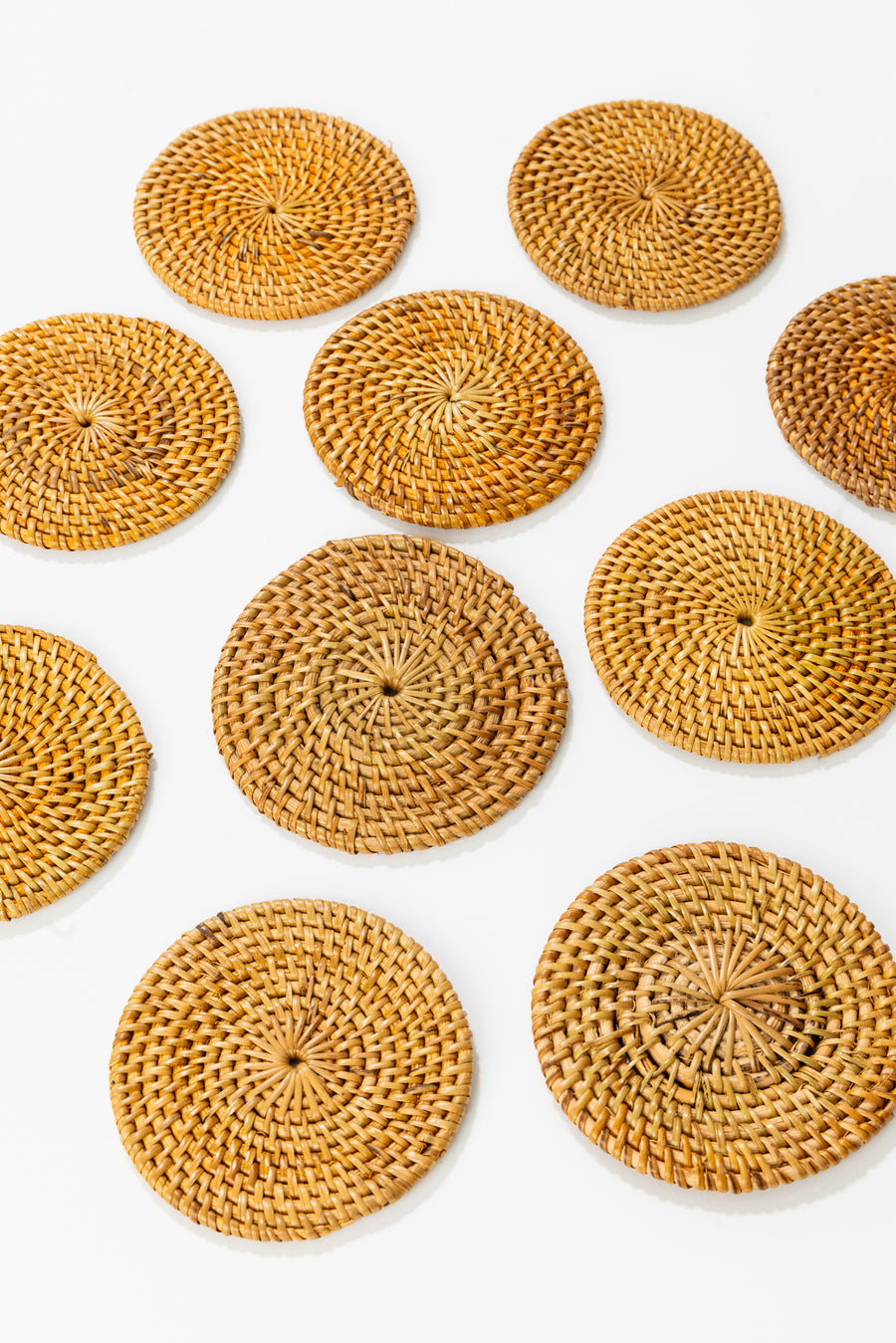 handwoven rattan coasters