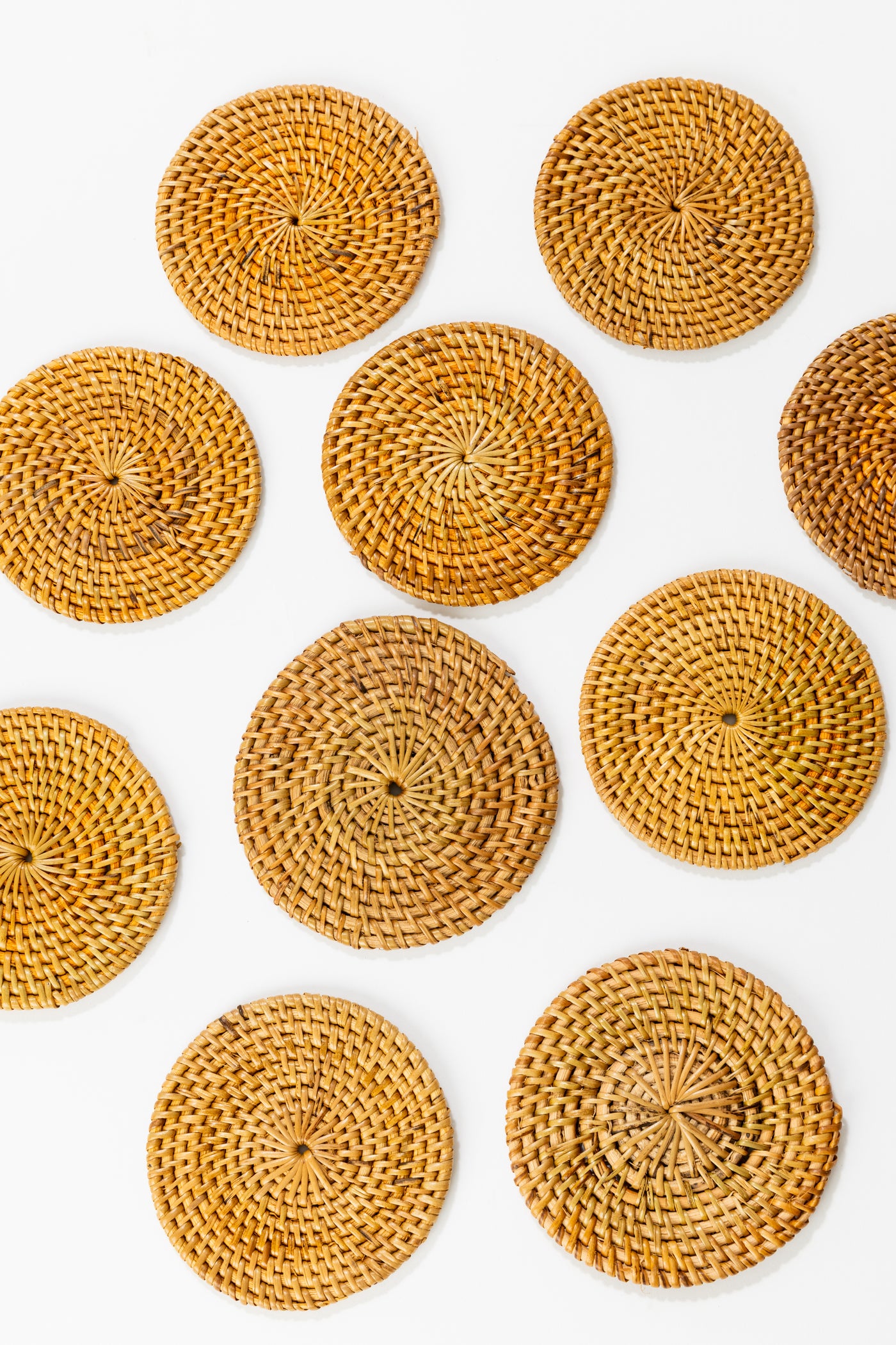 handwoven rattan coasters