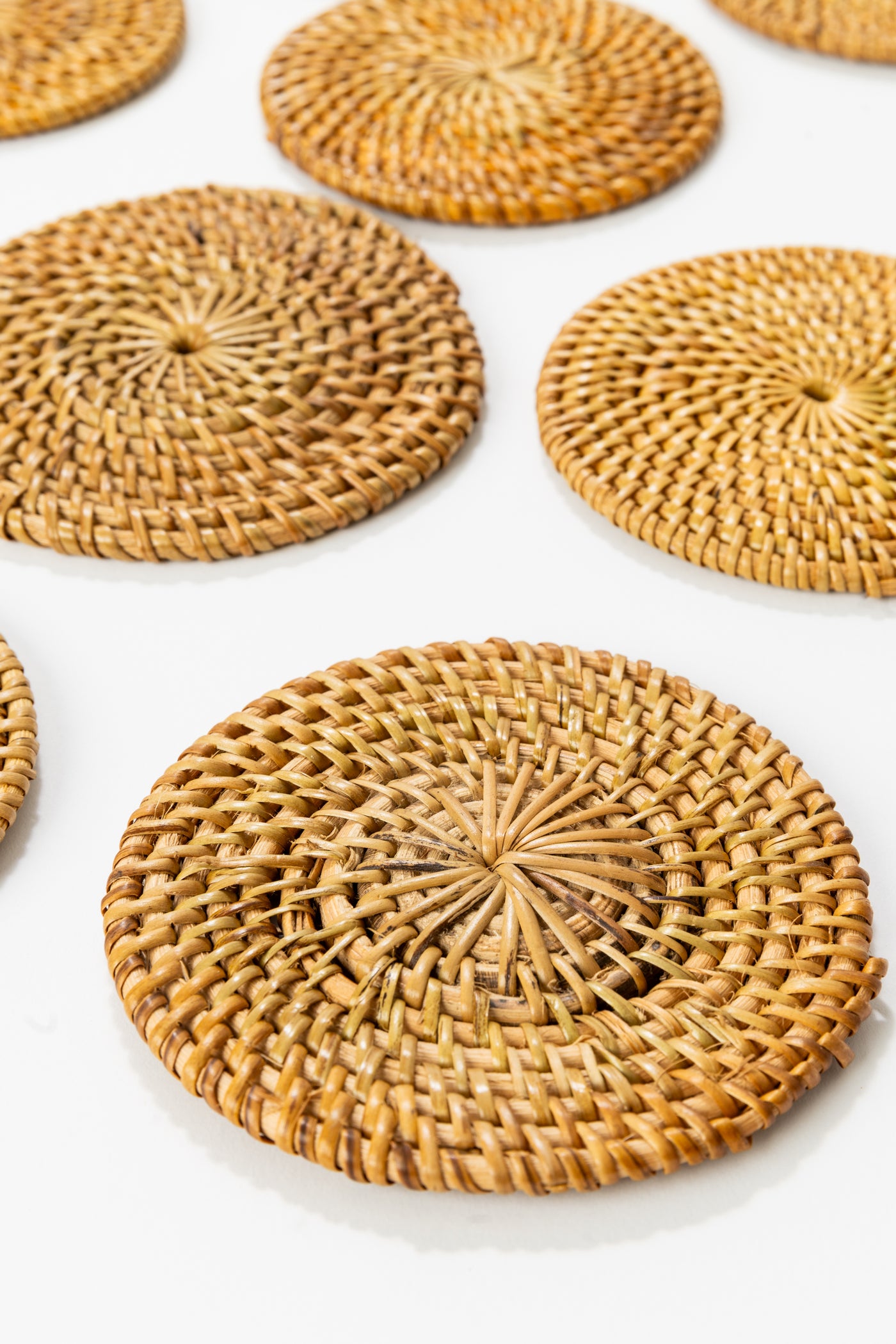 handwoven rattan coasters