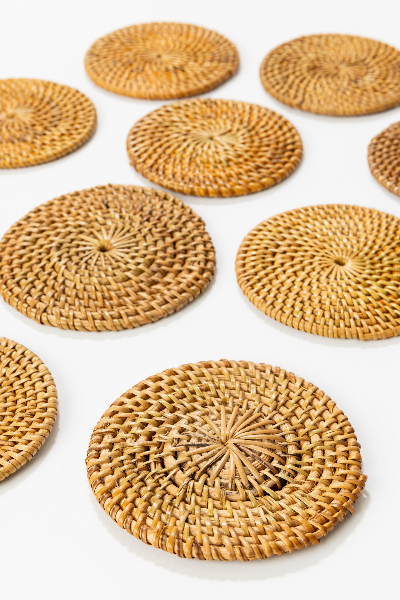 handwoven rattan coasters