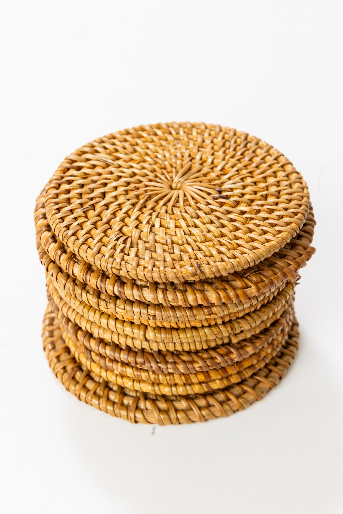 handwoven rattan coasters