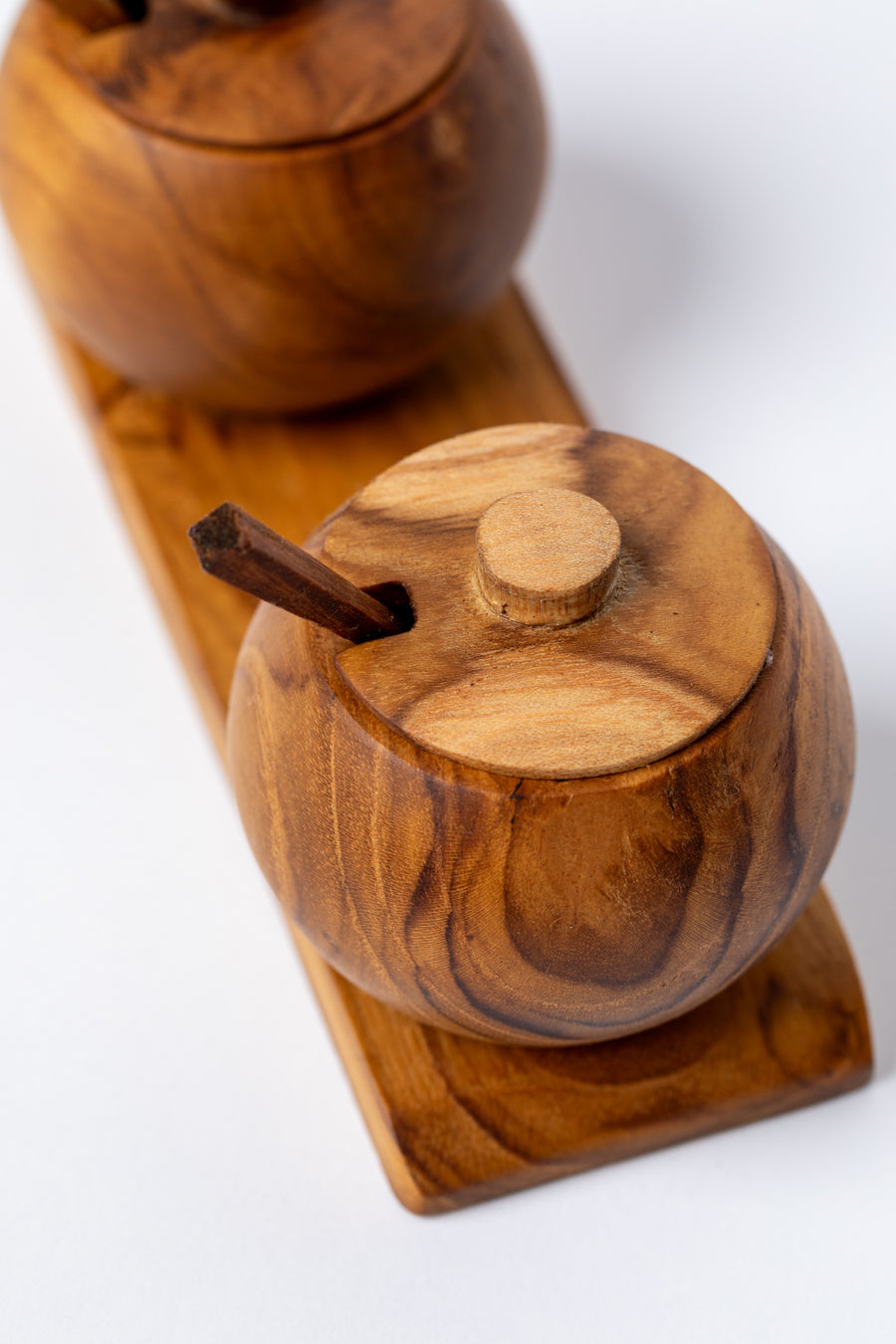 Teak Salt and Pepper Caddy Set