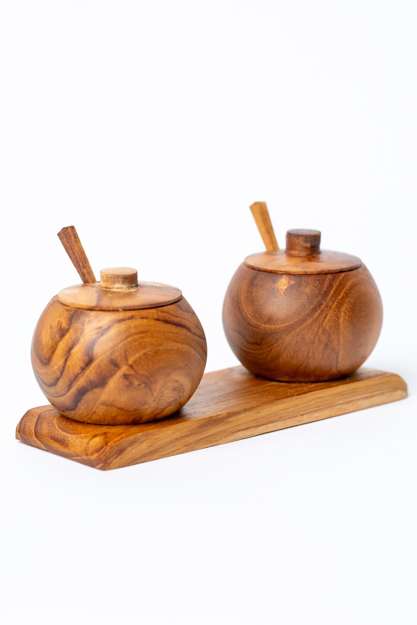 Teak Salt and Pepper Caddy Set