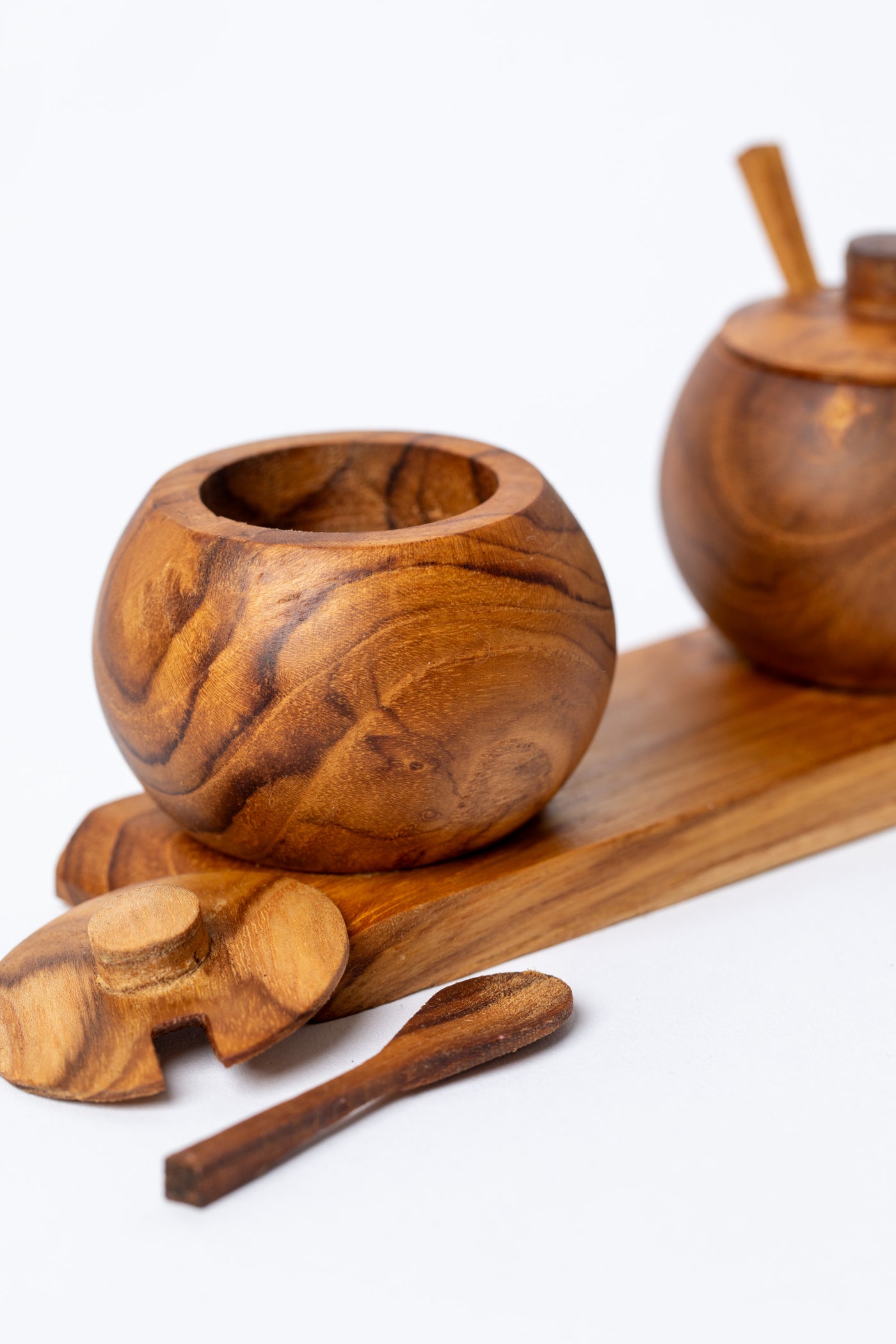 Teak Salt and Pepper Caddy Set