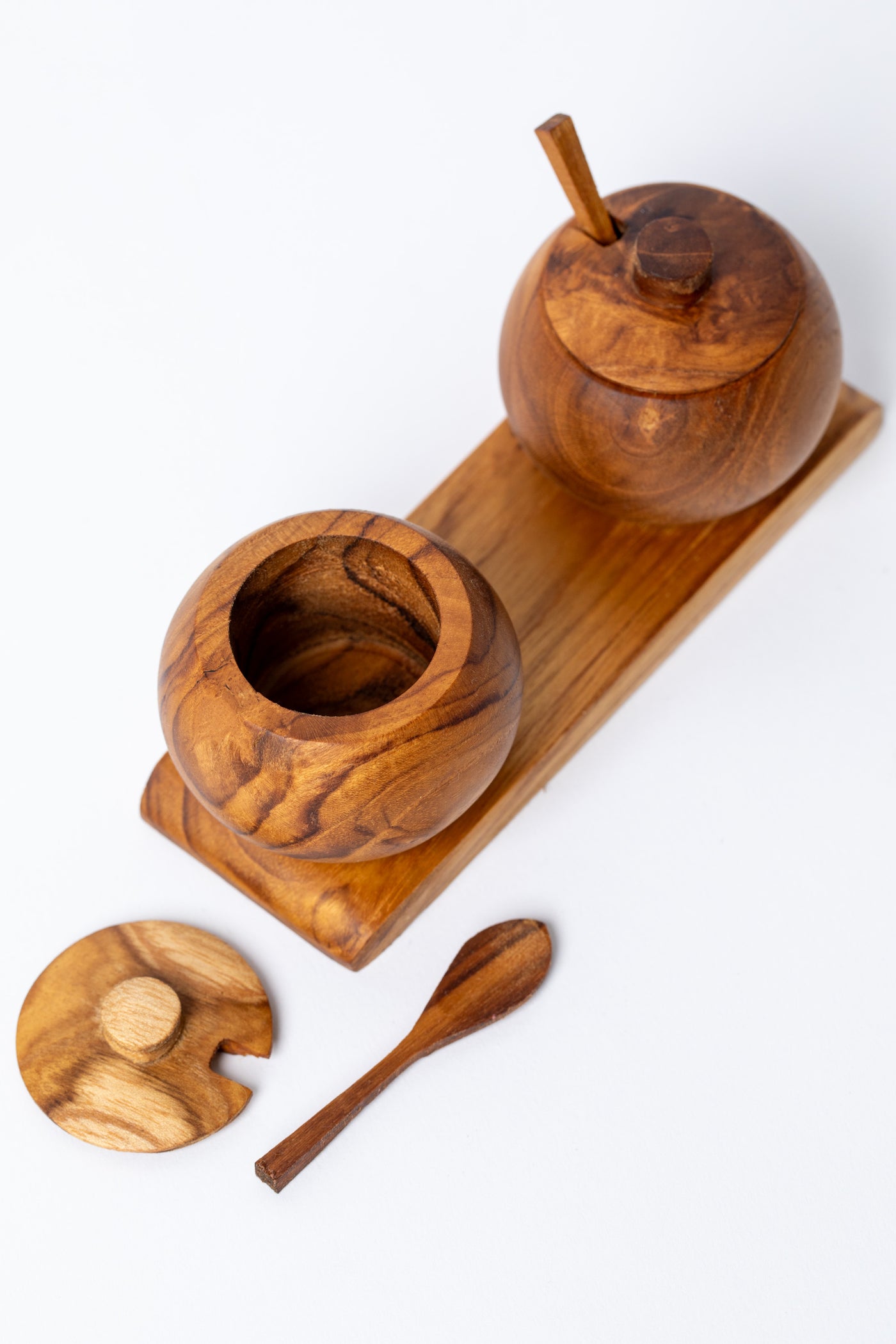 Teak Salt and Pepper Caddy Set
