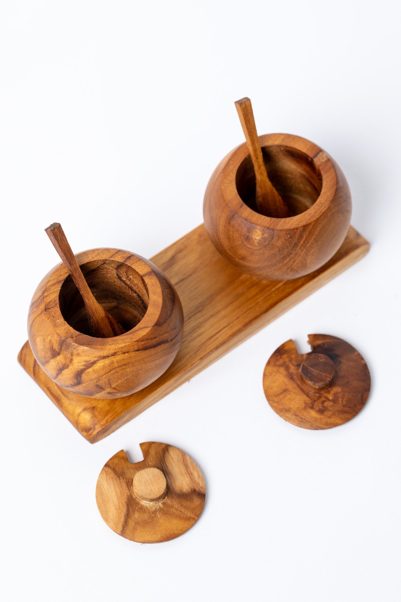 Teak Salt and Pepper Caddy Set