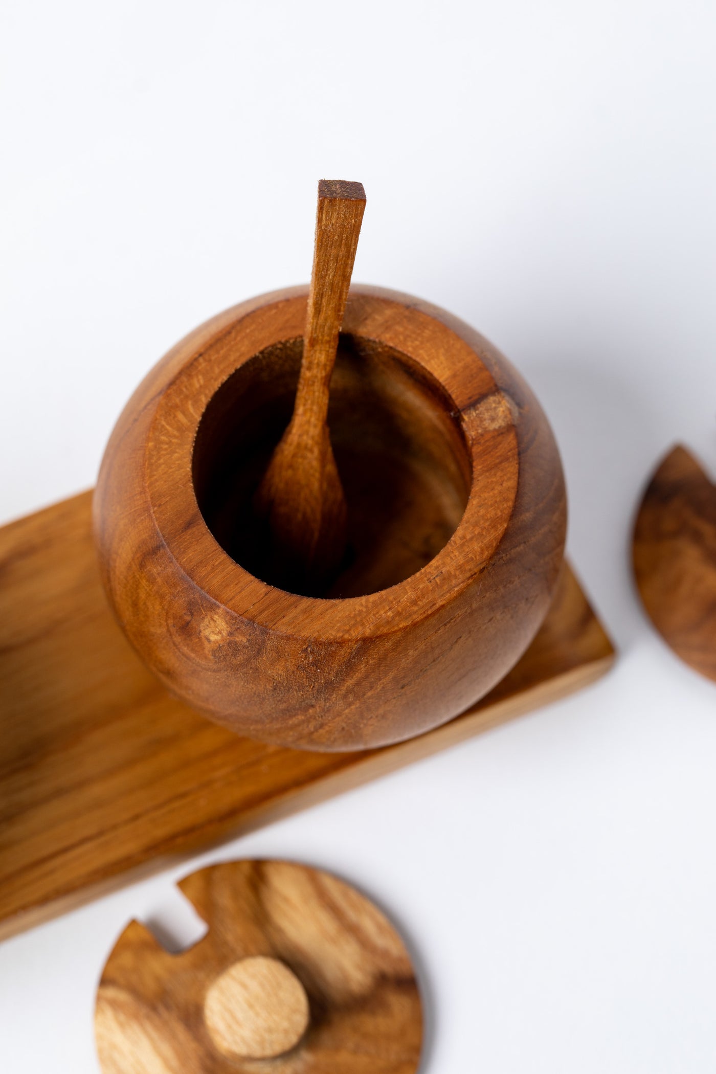Teak Salt and Pepper Caddy Set