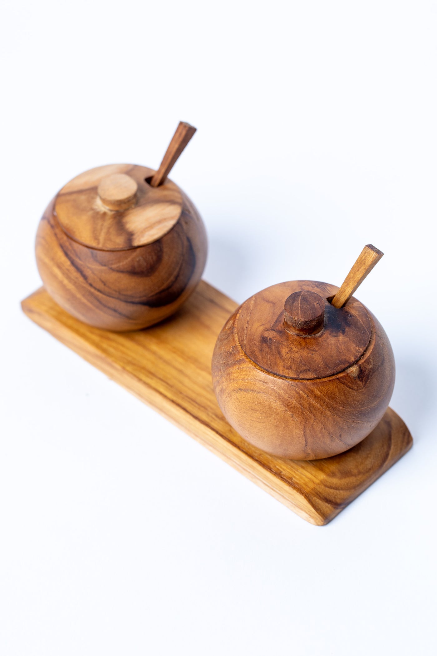 Teak Salt and Pepper Caddy Set