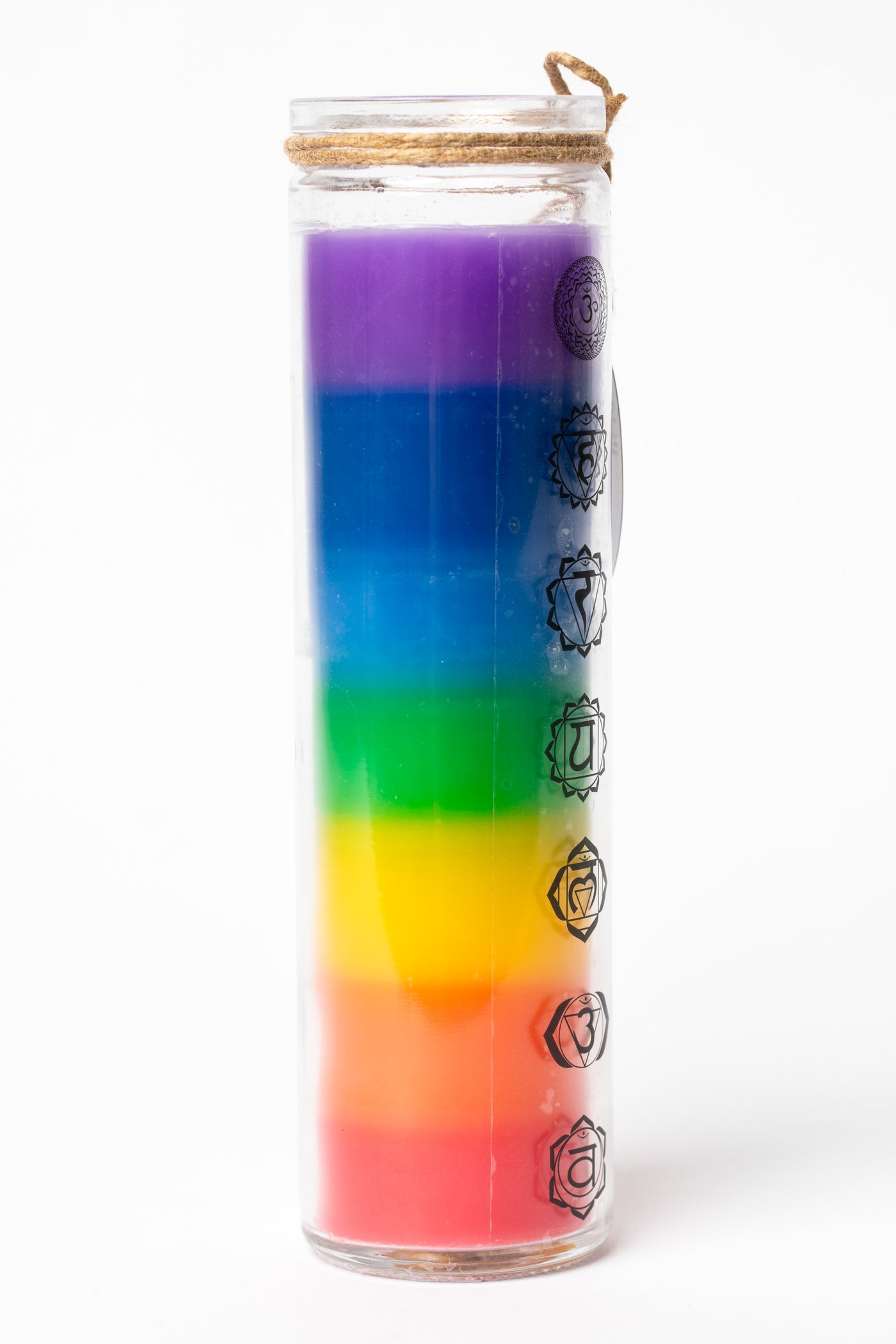 Seven layer rainbow chakra candle