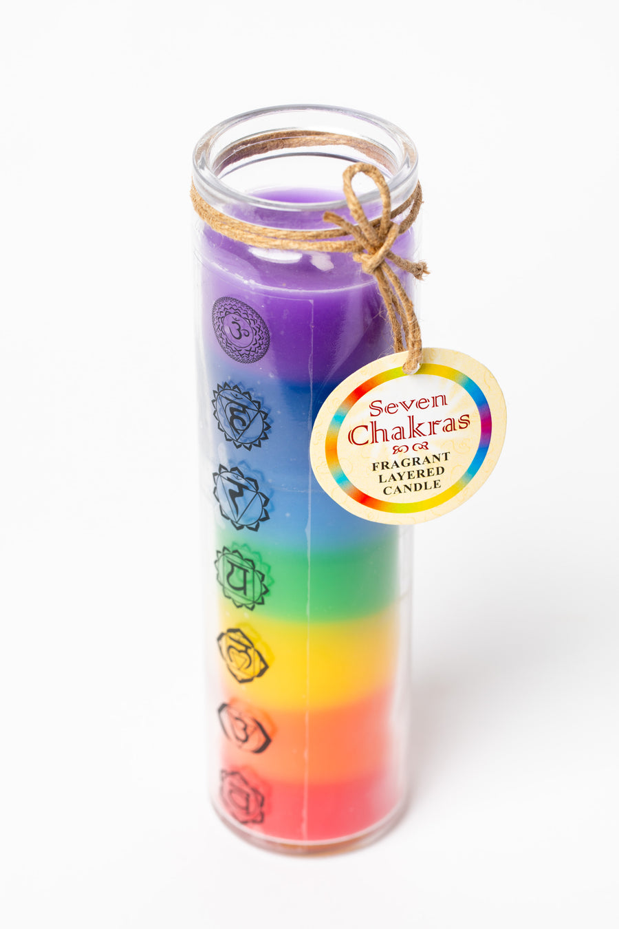 Seven layer rainbow chakra candle
