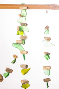 Driftwood and Mini Sea Glass Strand in Green