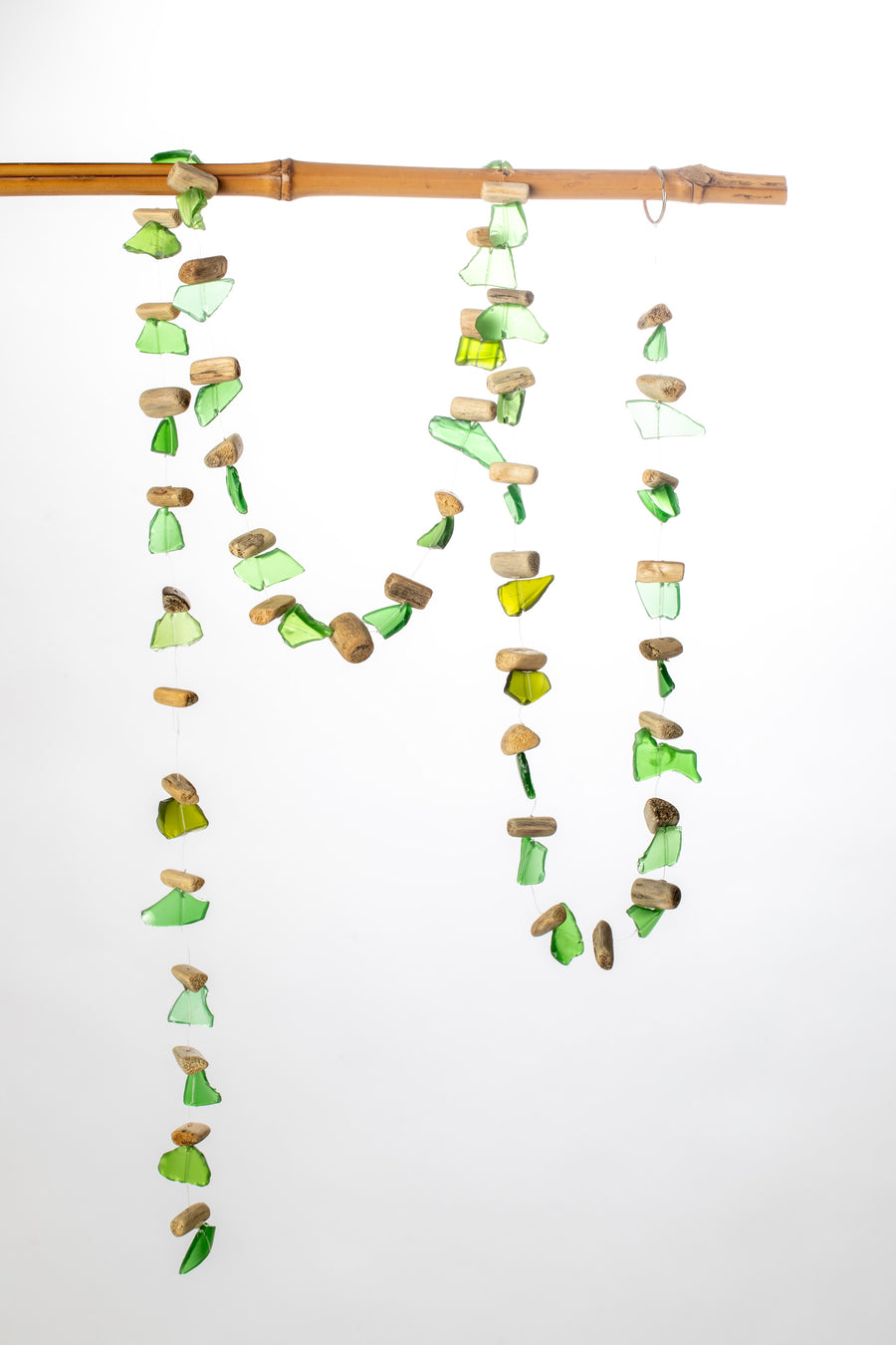 Driftwood and Mini Sea Glass Strand in Green