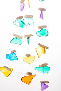 Driftwood and Mini Sea Glass Strand in Multicolor