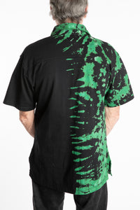 Ross is wearing the size S Sarin Tie Dye Button Up in Green