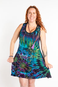 Mudmee Tie Dye Panel Tank Dress in Ocean