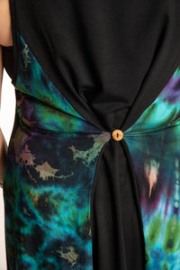 Mudmee Tie Dye Panel Tank Dress in Black Rainbow