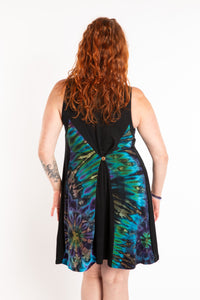 Mudmee Tie Dye Panel Tank Dress in Black Rainbow