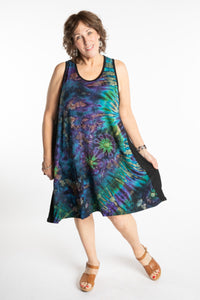 Mudmee Tie Dye Panel Tank Dress in Black and White
