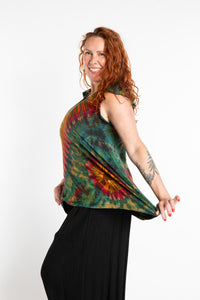 Maggie is wearing the Green Tie Dye Flutter Sleeve Top